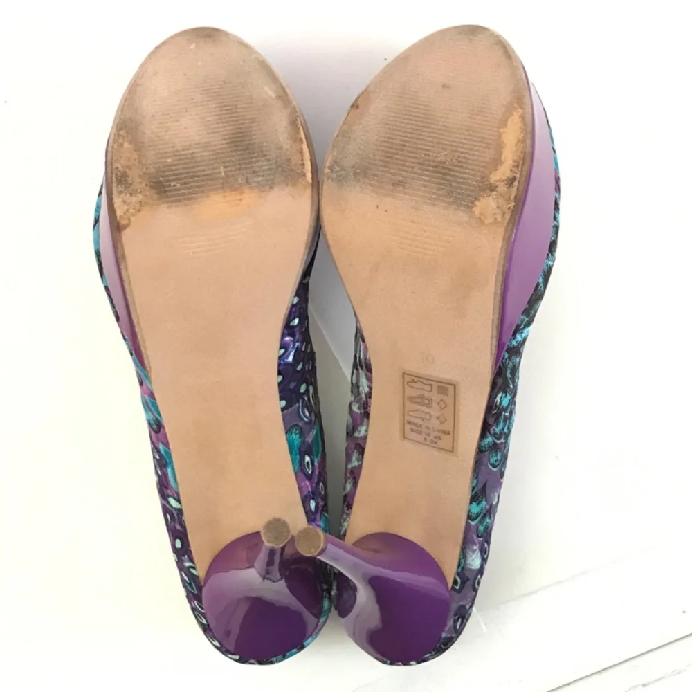 SHOE DAZZLE Platform Stiletto Pumps Purple Peacock Women’s Size 10